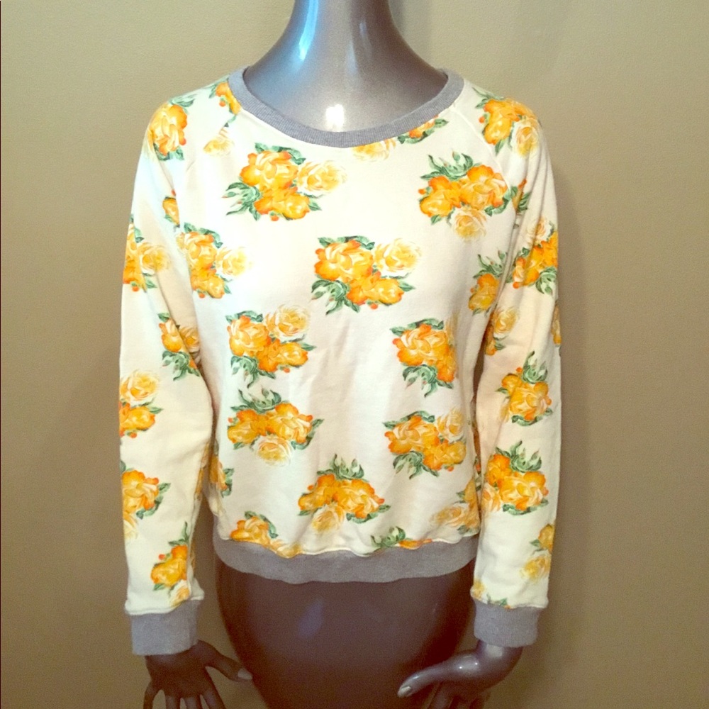 Mural cream/yellow floral crewneck sweatshirts